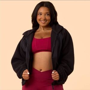 NEW Blogilates Campfire Women's Cozy Black Teddy Jacket